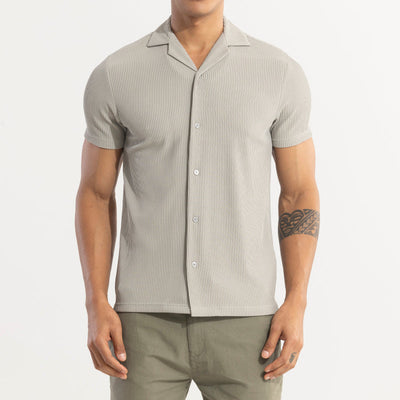 Parallel Rib Cloud Grey Shirt