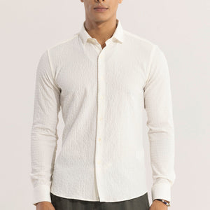 AiryCheck Cream Seer Sucker Shirt