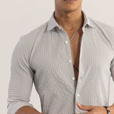 AiryCheck Grey Seer Sucker Shirt