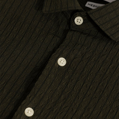 AiryCheck Olive Seer Sucker Shirt