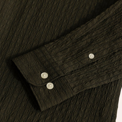 AiryCheck Olive Seer Sucker Shirt