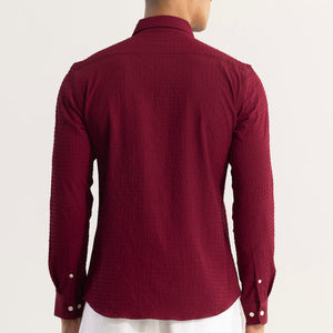 AiryCheck Red Seer Sucker Shirt