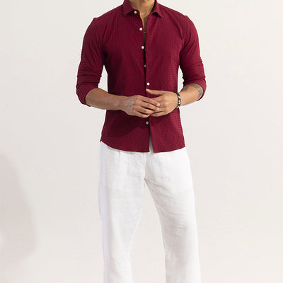 AiryCheck Red Seer Sucker Shirt