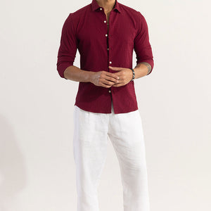 AiryCheck Red Seer Sucker Shirt