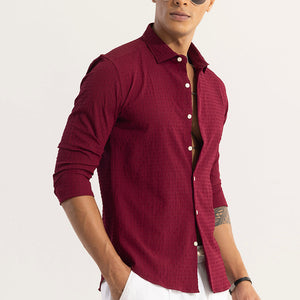 AiryCheck Red Seer Sucker Shirt