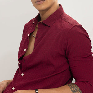 AiryCheck Red Seer Sucker Shirt