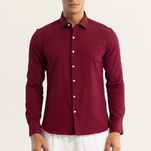 AiryCheck Red Seer Sucker Shirt