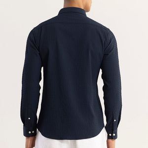 AiryCheck Navy Seer Sucker Shirt