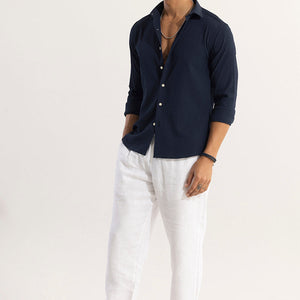 AiryCheck Navy Seer Sucker Shirt