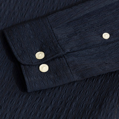 AiryCheck Navy Seer Sucker Shirt