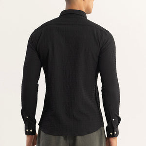 AiryCheck Black Seer Sucker Shirt