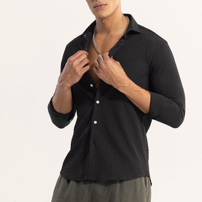 AiryCheck Black Seer Sucker Shirt