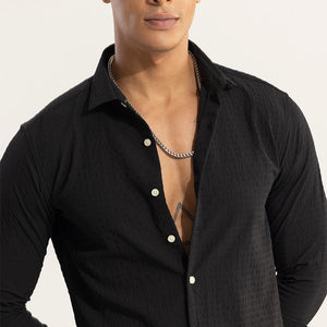 AiryCheck Black Seer Sucker Shirt