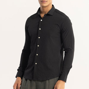 AiryCheck Black Seer Sucker Shirt