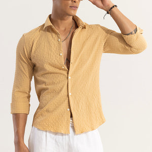 AiryCheck Mustard Seer Sucker Shirt