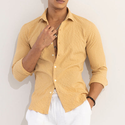 AiryCheck Mustard Seer Sucker Shirt