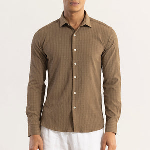 AiryCheck Brown Seer Sucker Shirt