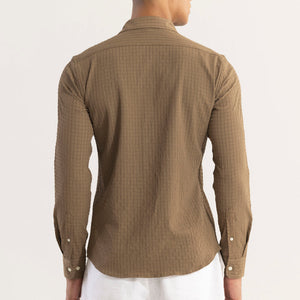 AiryCheck Brown Seer Sucker Shirt