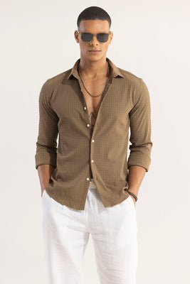 AiryCheck Brown Seer Sucker Shirt