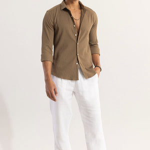 AiryCheck Brown Seer Sucker Shirt