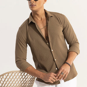 AiryCheck Brown Seer Sucker Shirt