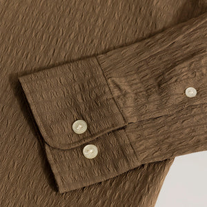 AiryCheck Brown Seer Sucker Shirt