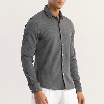 AiryCheck Ash Grey Seer Sucker Shirt