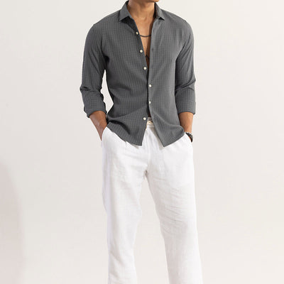 AiryCheck Ash Grey Seer Sucker Shirt