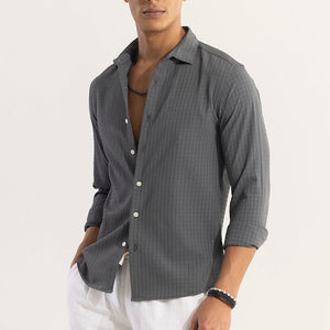 AiryCheck Ash Grey Seer Sucker Shirt