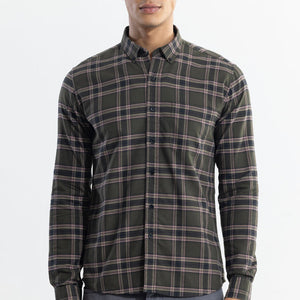 Window Twist Olive Checks Shirt