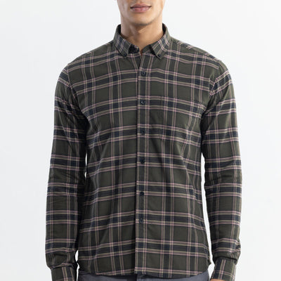 Window Twist Olive Checks Shirt