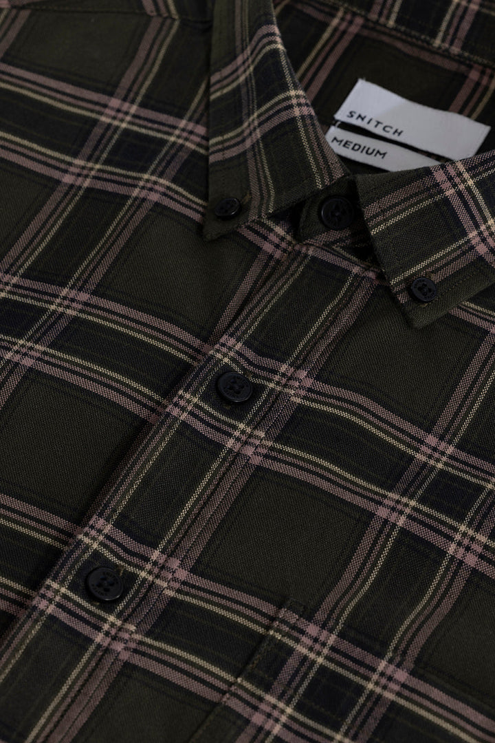 Window Twist Olive Checks Shirt