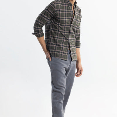 Window Twist Olive Checks Shirt