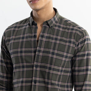 Window Twist Olive Checks Shirt