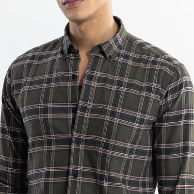 Window Twist Olive Checks Shirt
