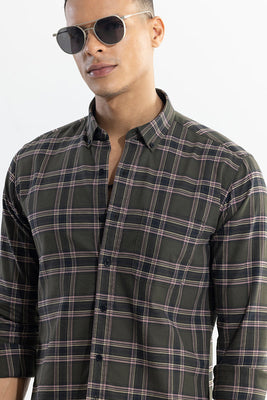 Window Twist Olive Checks Shirt