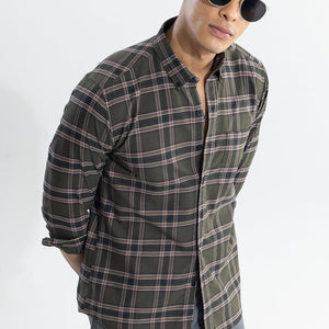 Window Twist Olive Checks Shirt