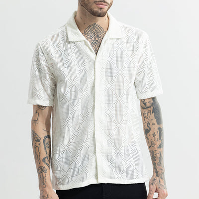Curvy Quad Cream Hakoba Shirt