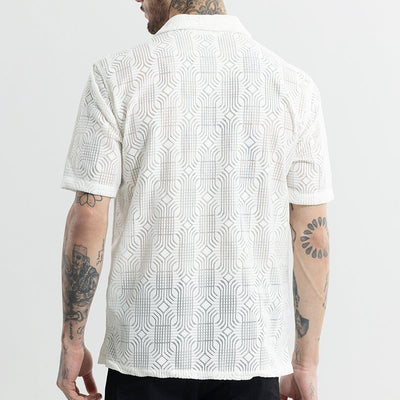 Curvy Quad Cream Hakoba Shirt