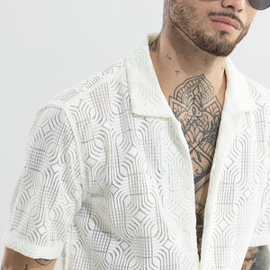 Curvy Quad Cream Hakoba Shirt