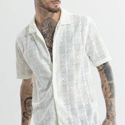 Curvy Quad Cream Hakoba Shirt