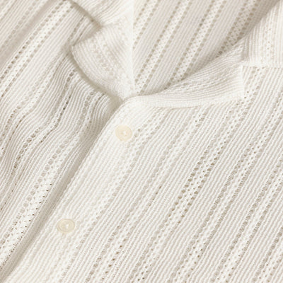 Dotted Stripe White Hakoba Shirt
