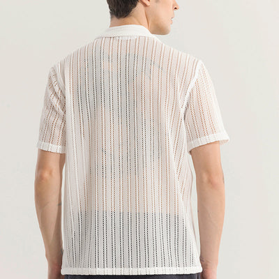 Dotted Stripe White Hakoba Shirt