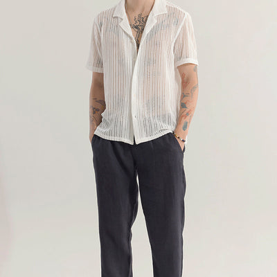 Dotted Stripe White Hakoba Shirt