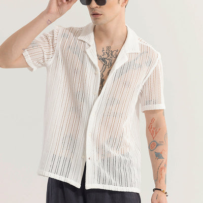Dotted Stripe White Hakoba Shirt