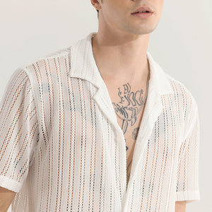 Dotted Stripe White Hakoba Shirt