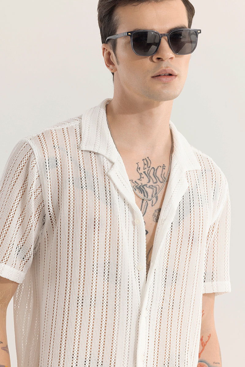 Dotted Stripe White Hakoba Shirt