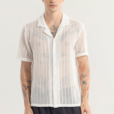 Dotted Stripe White Hakoba Shirt