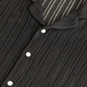 Dotted Stripe Black Hakoba Shirt