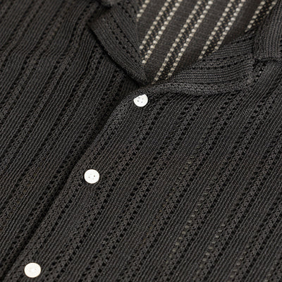 Dotted Stripe Black Hakoba Shirt